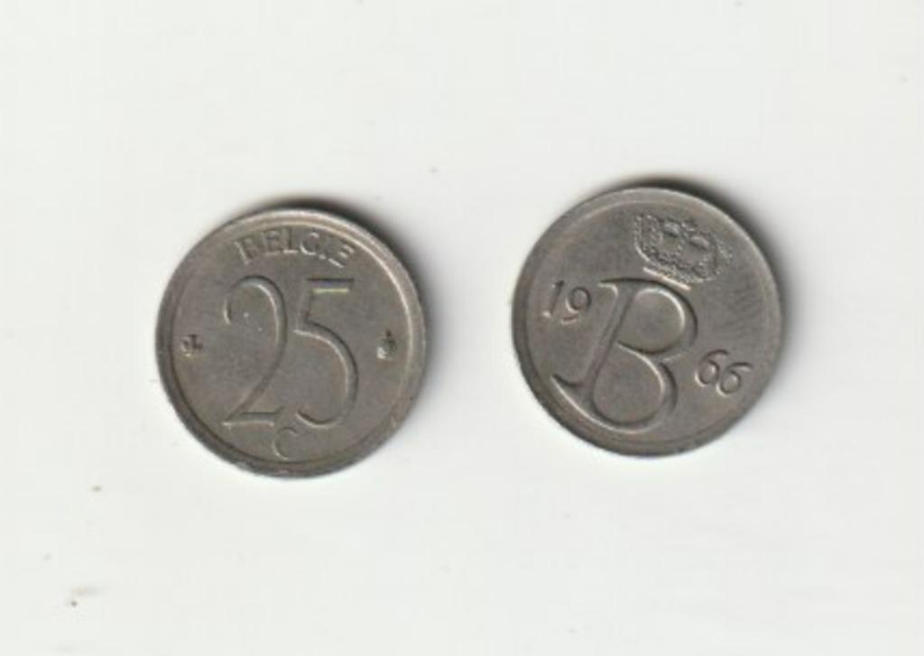 BELGIE BELGIUM BAUDOUIN 25 C 1966 NL, Timbres & Monnaies, Monnaies | Belgique, Enlèvement ou Envoi, Métal, Monnaie en vrac