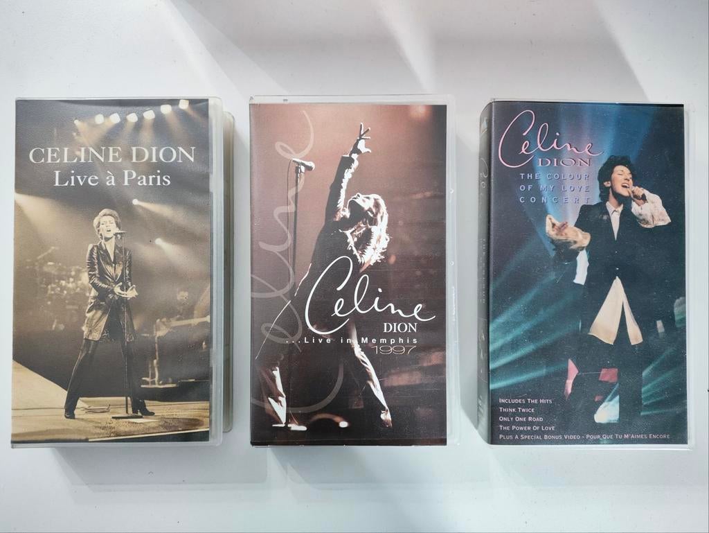 Set van 3 K7 concert VHS van Celine Dion, Ophalen of Verzenden, Gebruikt