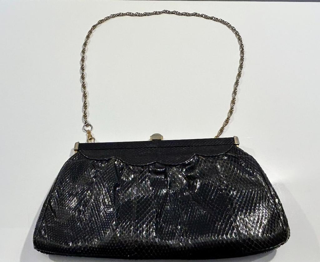 Vintage zwarte clutch, Ophalen of Verzenden, Gebruikt, Zwart, Avondtasje