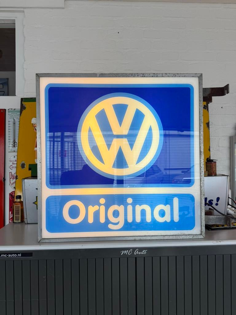 Caisson lumineux publicitaire VW Volkswagen, Enlèvement, Utilisé, Table lumineuse ou lampe (néon)