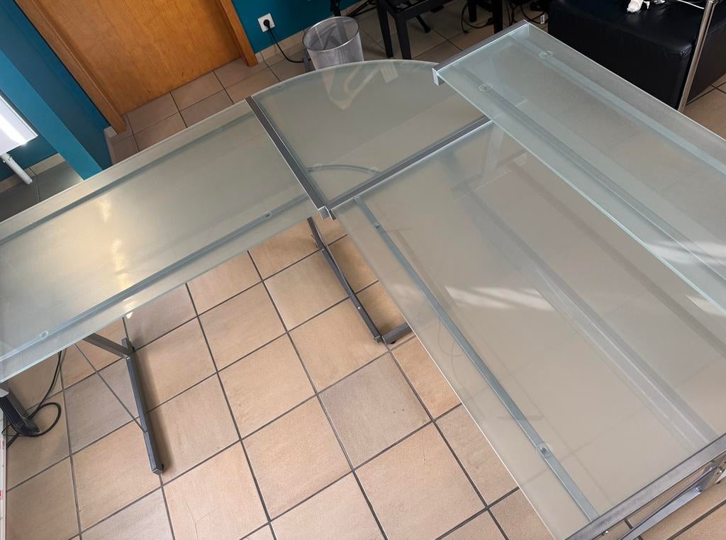 Bureau d’angle verre et acier design, Enlèvement