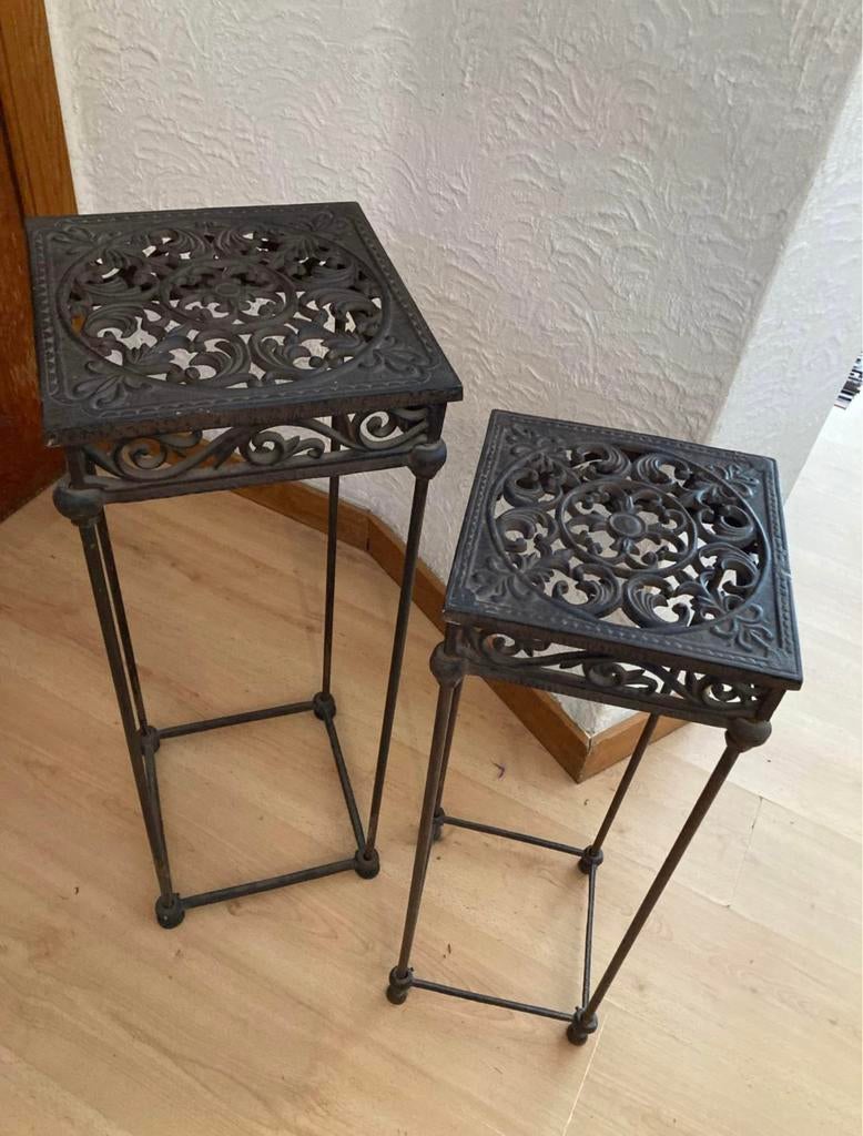 Porte plante en fer forgé duo, Enlèvement, Comme neuf