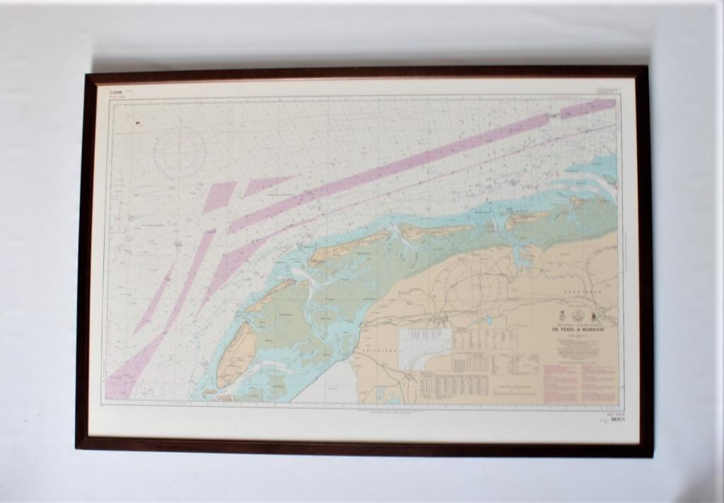 zeekaart Waddeneilanden, SHOM Texel Borkum, Ophalen, Gebruikt, Kaart, Foto of Prent