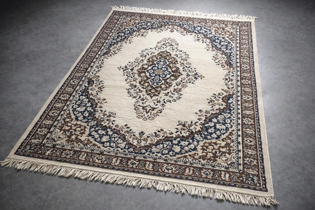 Tapis fin XXe décoratif – 210  140 cm, Enlèvement ou Envoi, Utilisé, Crème
