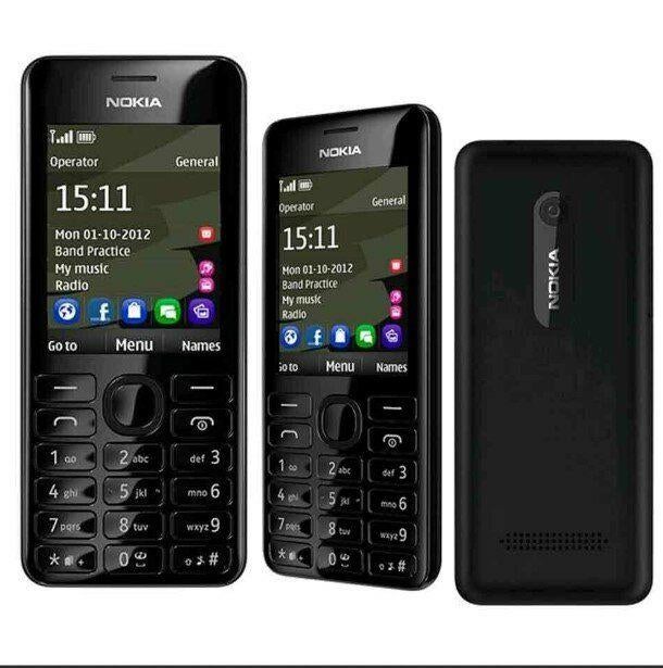 WEG=WEG!!! ZWARTE NOKIA 206 ASHA MODERN/ZAKELIJK ORIGINEEL, Gebruikt, Zwart, Fysiek toetsenbord, 3 tot 6 megapixel