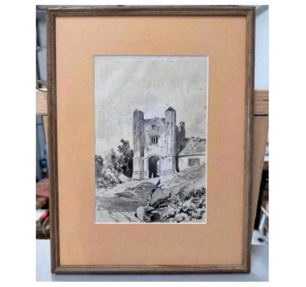 Fortified gateway - Henry courtney selous 1811-1890 krijt, Ophalen of Verzenden