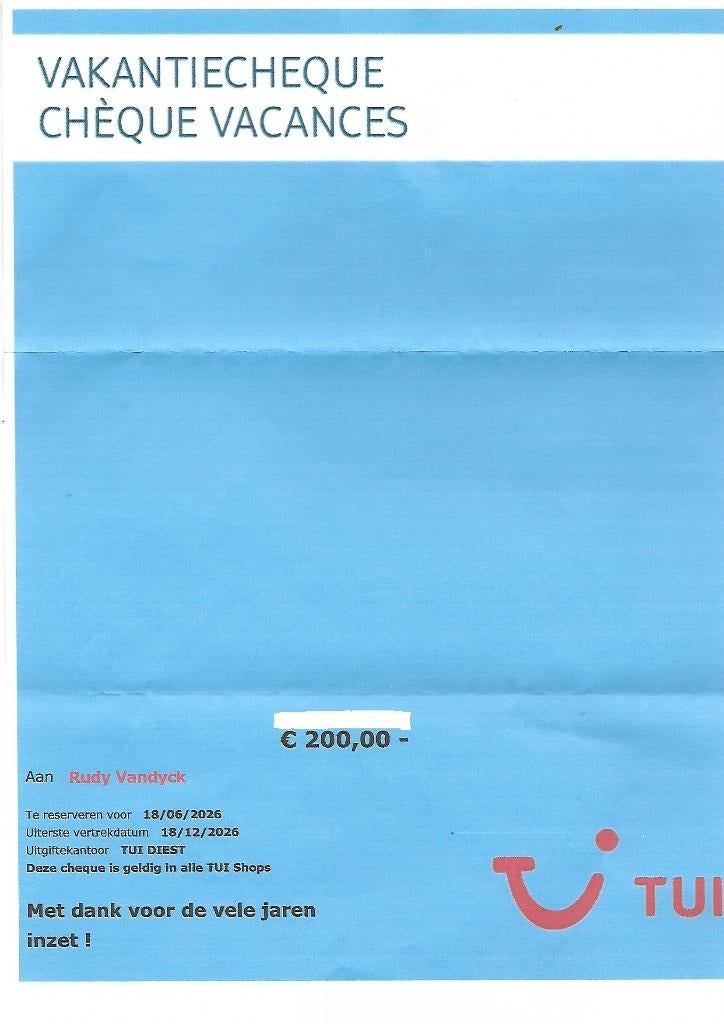 Carte-cadeau TUI, Tickets & Billets, Bon cadeau