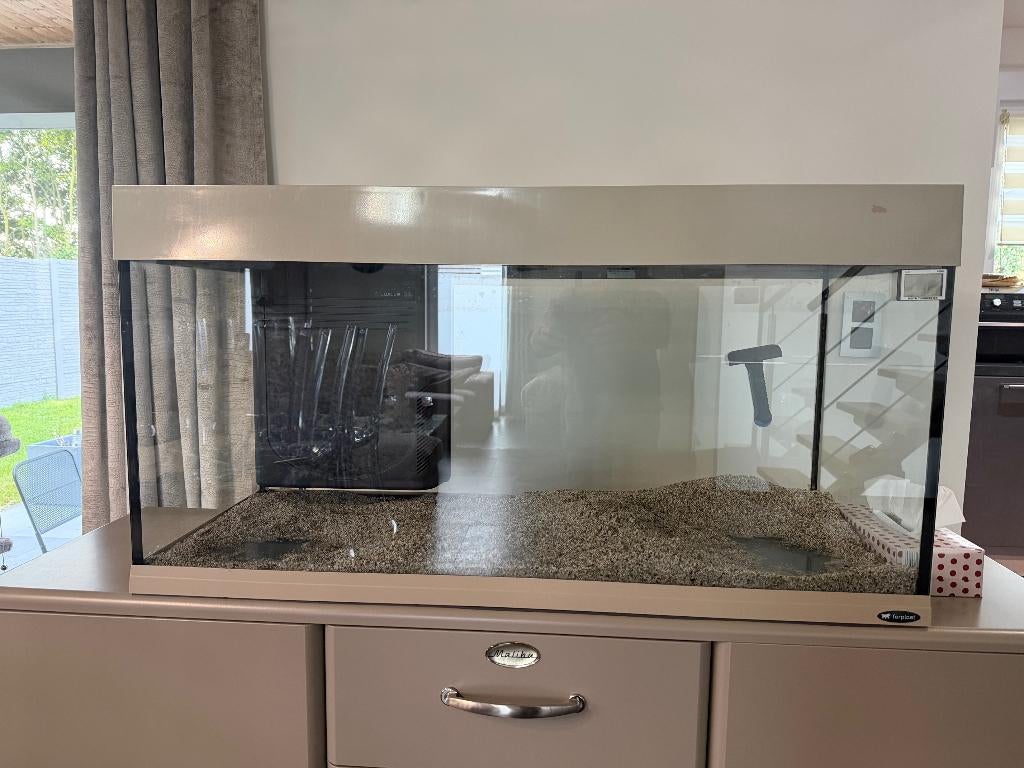 Aquarium Ferplast Dubai 100 - éclairage Led - 190 litres, Enlèvement, Comme neuf, Aquarium d'eau douce rempli