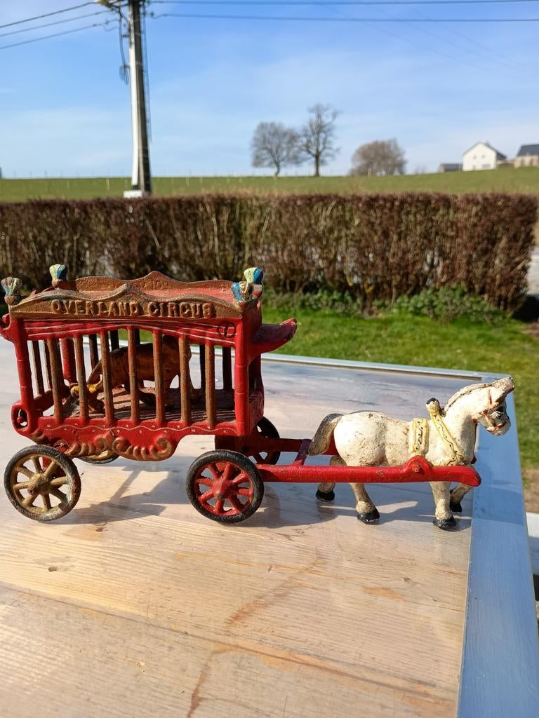 Vintage speelgoed „Paard met kooi en tijger 1950", Ophalen of Verzenden