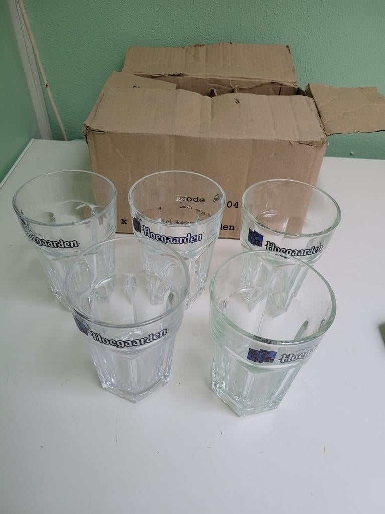Hoegaarden glazen set van 5 van 33cl, Verzamelen, Glas en Drinkglazen, Ophalen, Nieuw, Bierglas