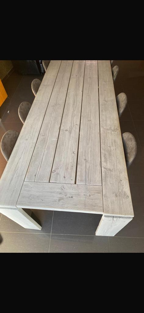 Grote steigerhouten tafel, Tuin en Terras, Ophalen, Gebruikt, Rechthoekig, Hout