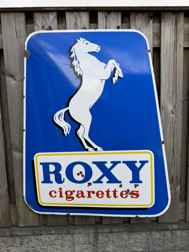 ROXY sigaretten emaille reclamebord XL, Verzamelen, Ophalen, Gebruikt, Reclamebord