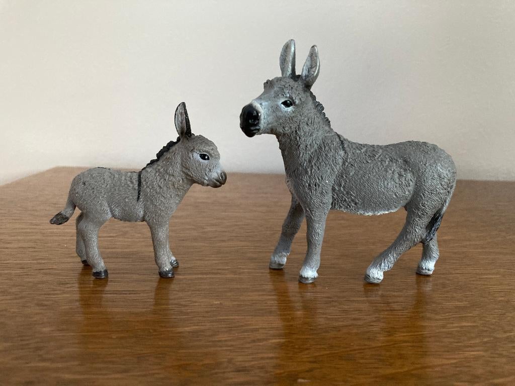 Ezel + jong, merk Schleich, Ophalen of Verzenden, Zo goed als nieuw, Boerderijdier, Beeldje of Figuurtje