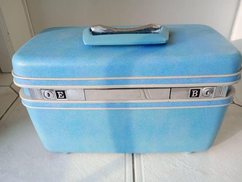 Stevige vintage beautycase Samsonite, Ophalen, Gebruikt, Blauw, Hardcase