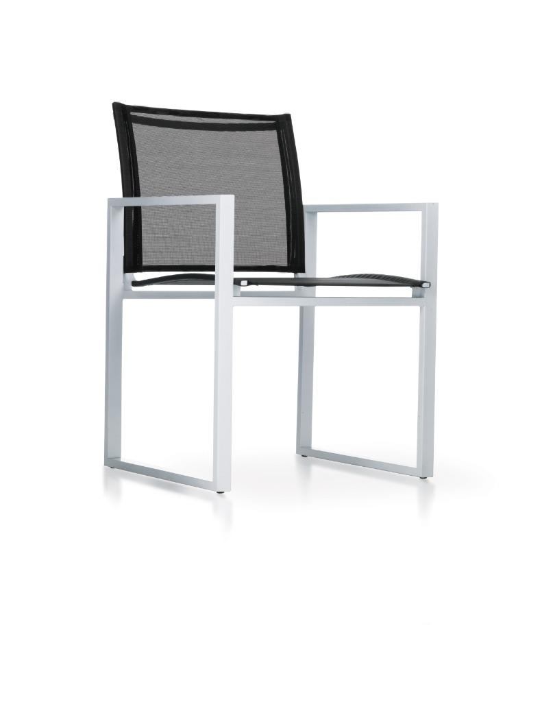 chaise de jardin  - cadre alu taupe, assise/dos noir, Enlèvement, Neuf, Aluminium