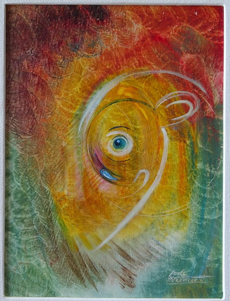 Lode Herreman, Biologische sprongen'98, paneel, 33 x 26 cm, Enlèvement ou Envoi