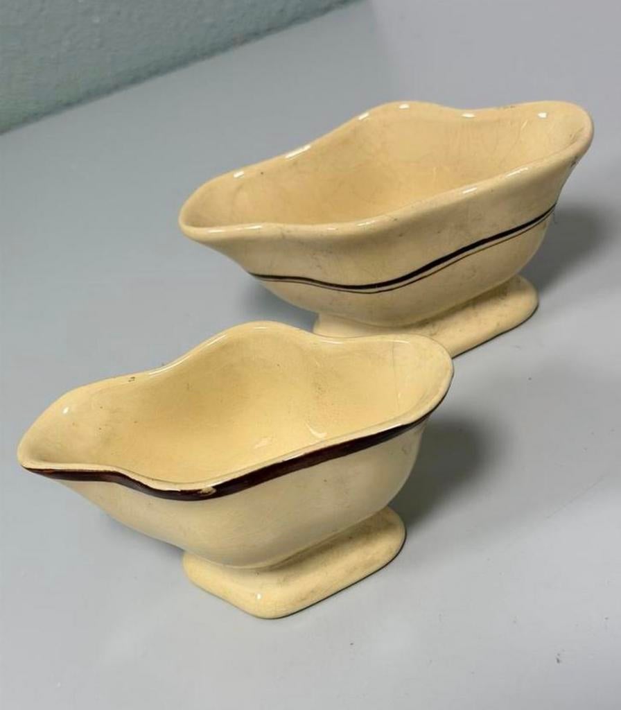 Vintage Belgische Aardewerk Sauskommen Gecremeerd Keramiek, Ophalen of Verzenden