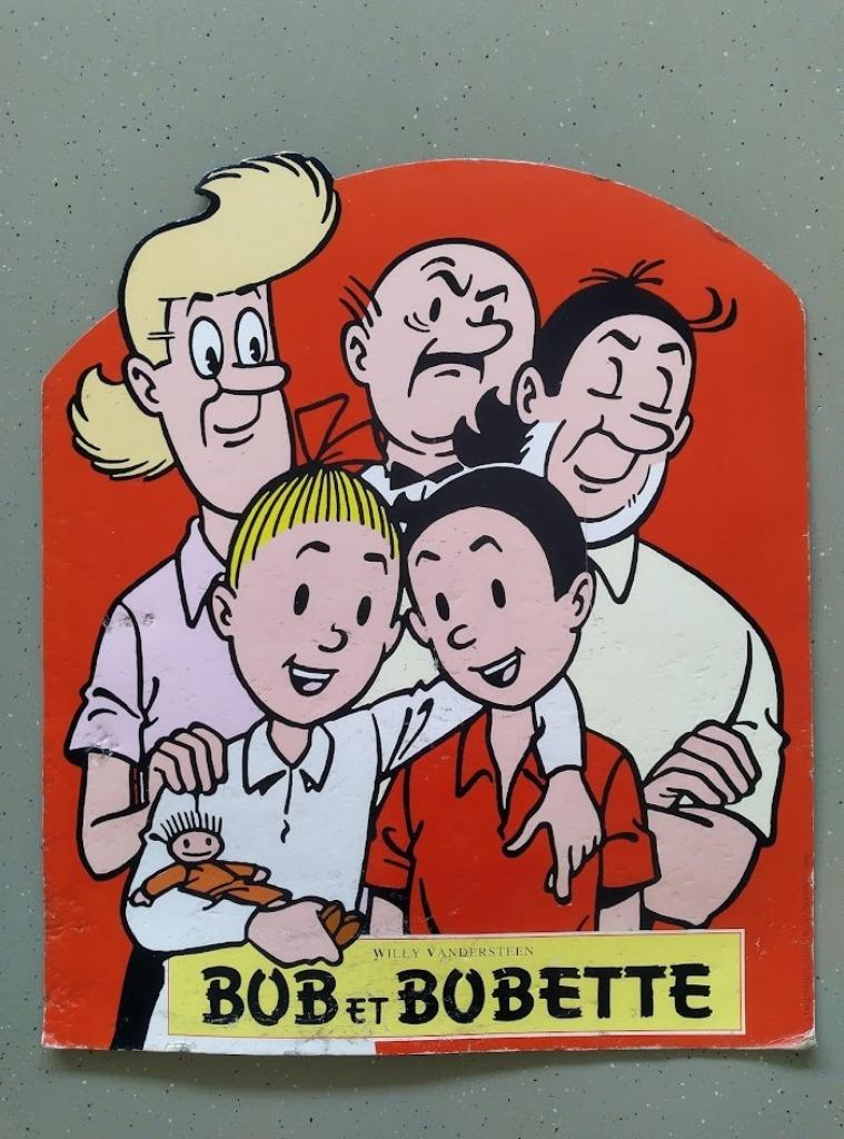 Panneau publicitaire vintage en carton Bob et Bobette - Susk, Collections, Enlèvement, Bob et Bobette, Utilisé, Image, Affiche ou Autocollant