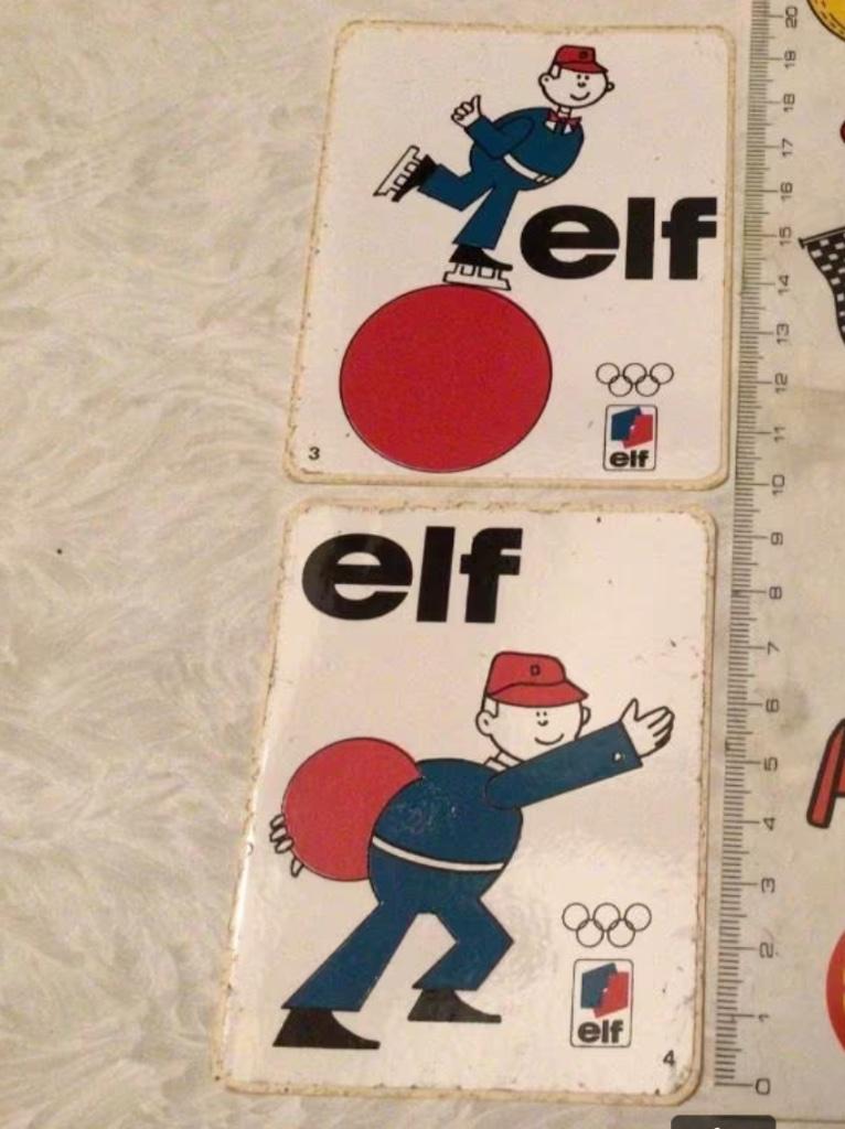 Autocollants publicitaires Elf Petrol pour les Jeux Olympiqu, Enlèvement ou Envoi