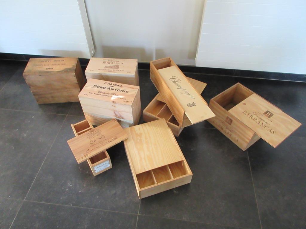 Lot van diverse wijnkisten in hout houten krat voor wijn, Verzamelen, Ophalen, Champagne