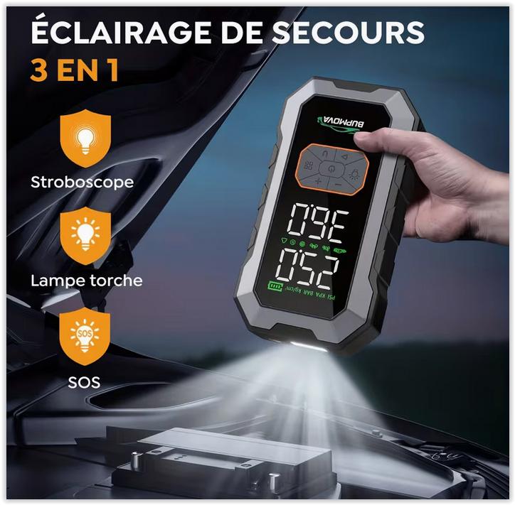 Démarreur de voiture 9000A avec compresseur d'air, gonfleur, Autos : Divers, Outils de voiture, Enlèvement ou Envoi, Neuf