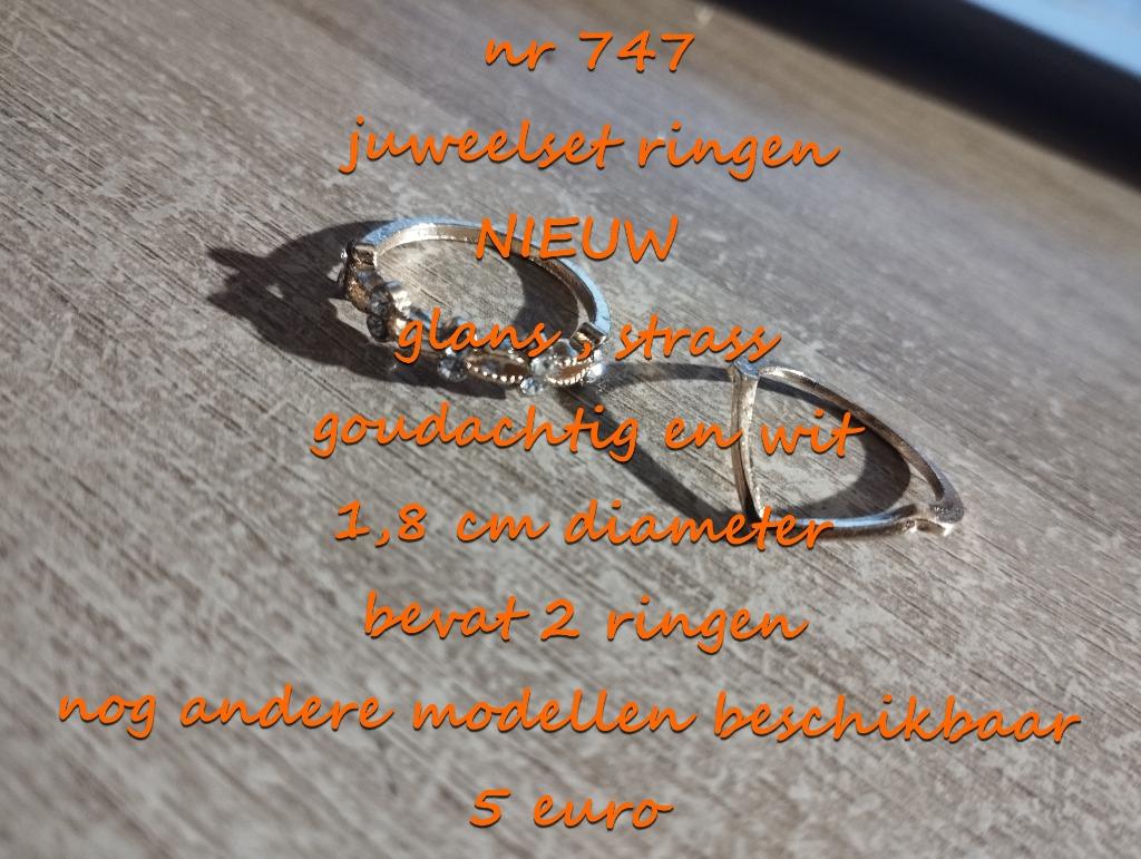 747. Juweelset : ringen , NIEUW , verzending inbegrepen, Overige materialen, Verzenden, Wit, Nieuw