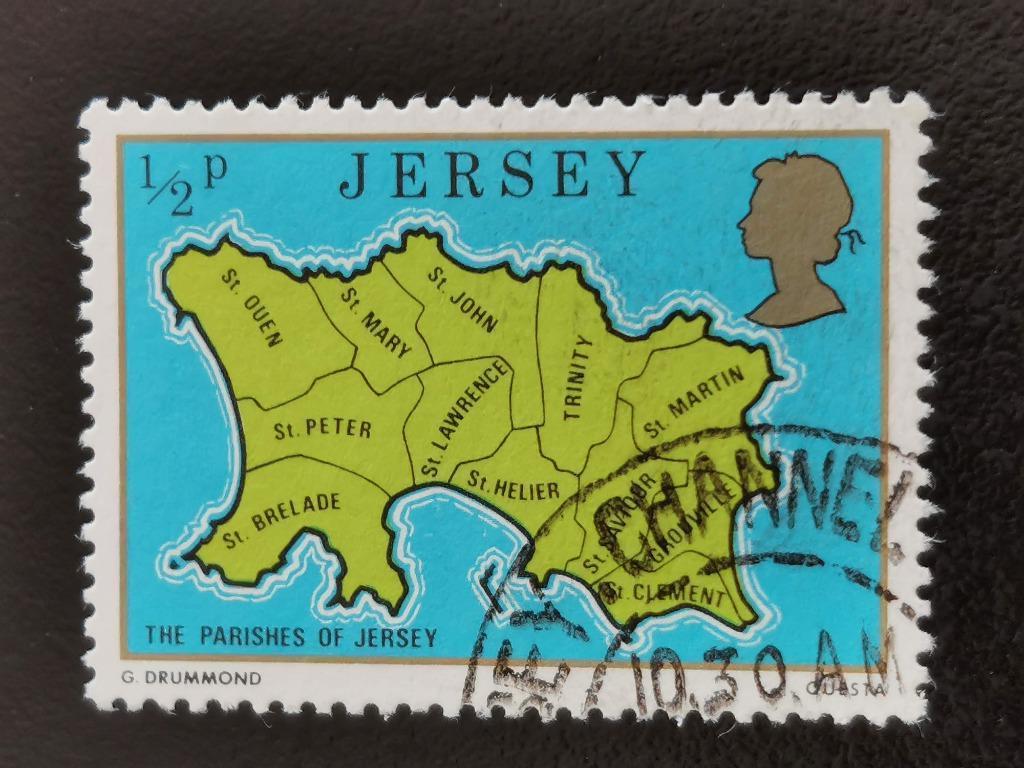 Jersey 1976 - carte avec 12 paroisses, Enlèvement ou Envoi, Affranchi