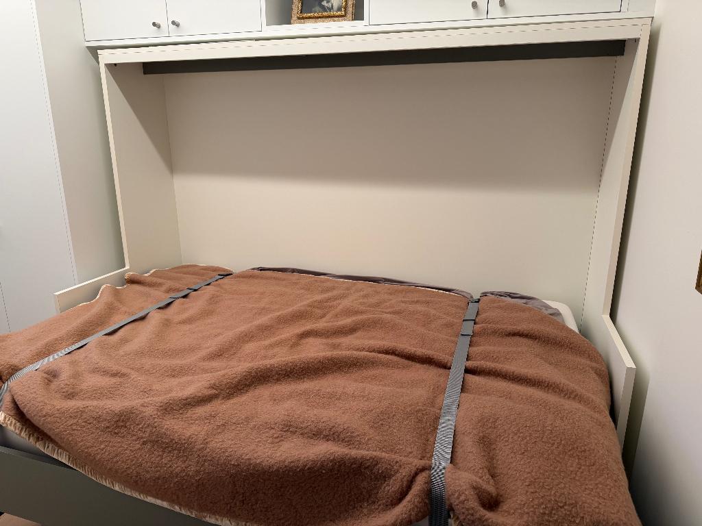 Bed/bureel, Ophalen, Wit, Tweepersoons, 140 cm