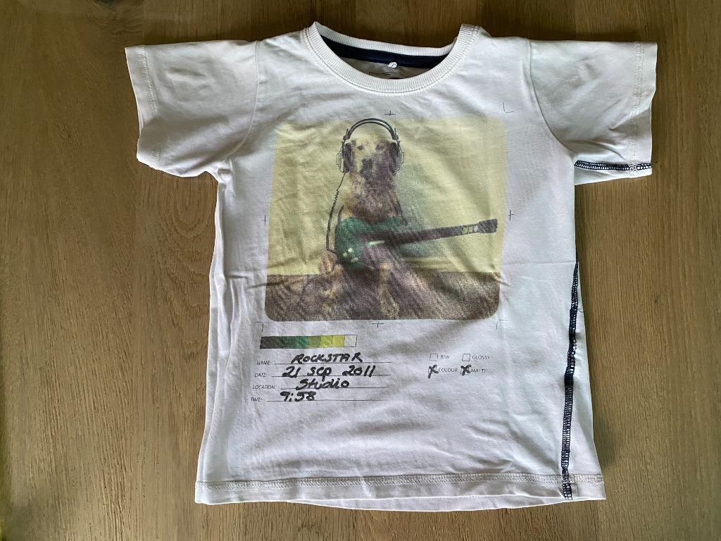 Name it witte T-shirt met tekening van muziek hond maat 98, Gebruikt, Name it, Ophalen of Verzenden, Shirt of Longsleeve