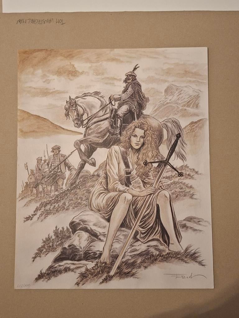 Erwin Sels (Ersel) - litho / Ex-Libris Claymore, Boeken, Stripverhalen, Zo goed als nieuw, Ophalen of Verzenden