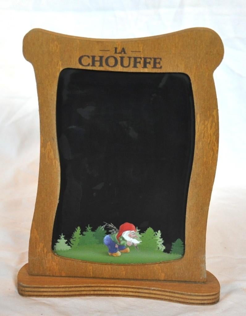 ardoise table de brasserie publicité la chouffe, Enlèvement ou Envoi, Utilisé, Panneau, Plaque ou Plaquette publicitaire, Autres marques