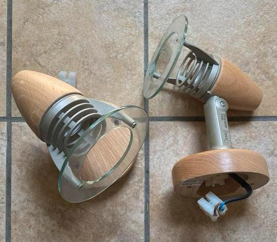 2 houten armaturen voor spots, Huis en Inrichting, Ophalen of Verzenden, Zo goed als nieuw, Kunststof