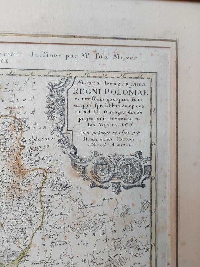Vieille carte de Pologne de Tobias Mayer, Antiek en Kunst, Ophalen