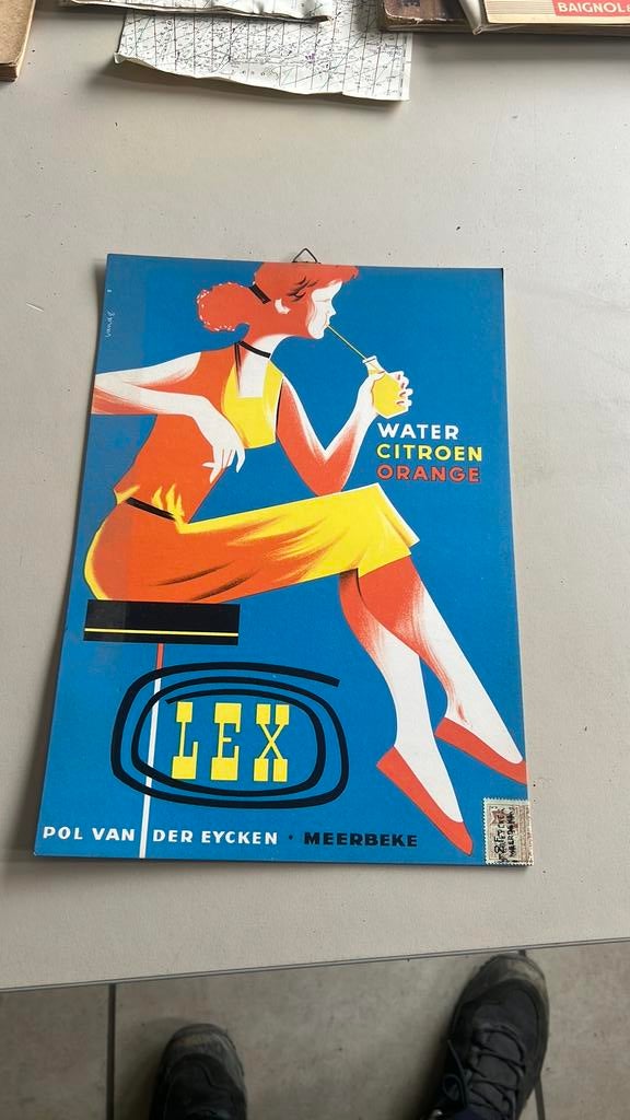 Ancienne publicité pour la limonade LEX. Meerbeke, Collections, Enlèvement ou Envoi