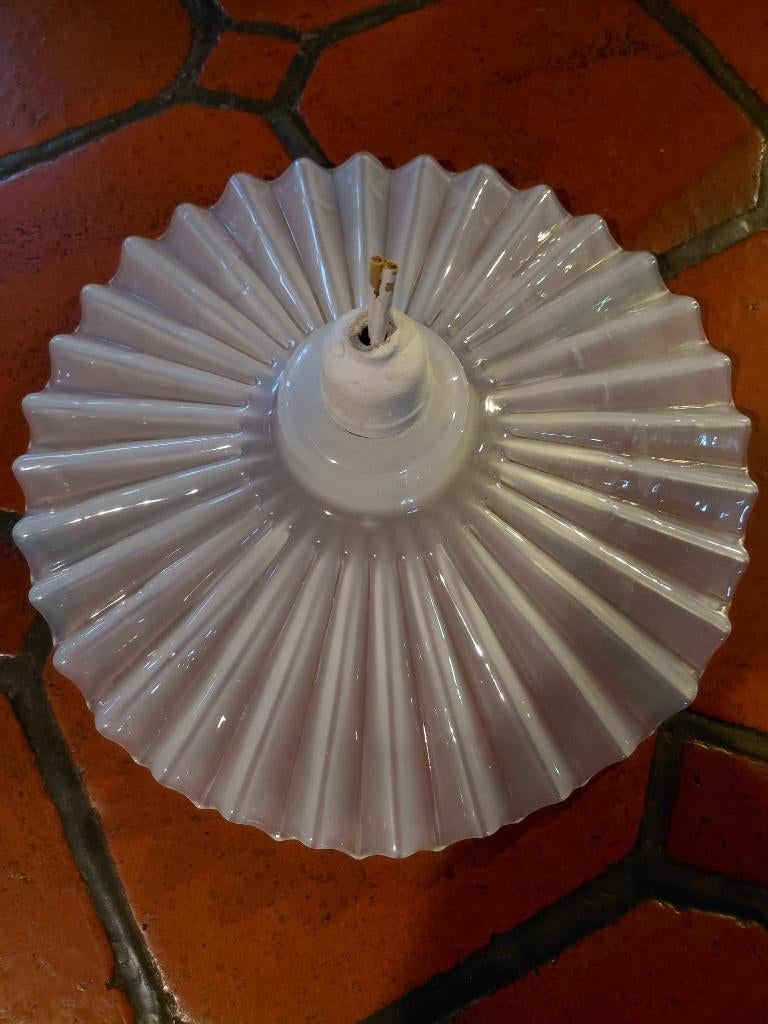 Lampe vintage transparente, verre opale dentelé - XXL !, Antiquités & Art, Enlèvement ou Envoi
