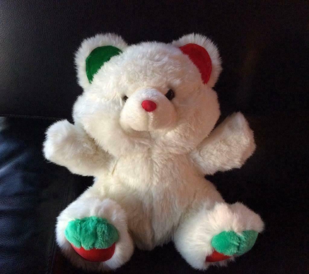 Mooie witte knuffel beer - 38 cm hoog, Ophalen of Verzenden, Zo goed als nieuw, Groen, Beer