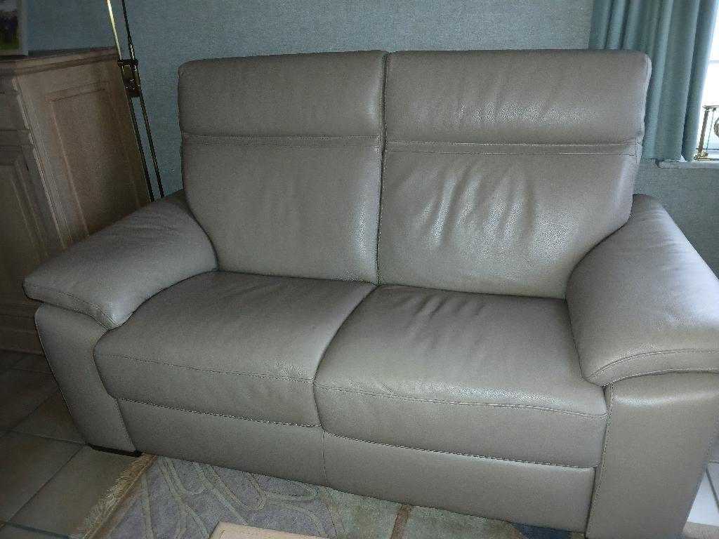 lederen salon  taupe kleur  Natuzzi, Ophalen, Gebruikt, Leer, Hedendaags