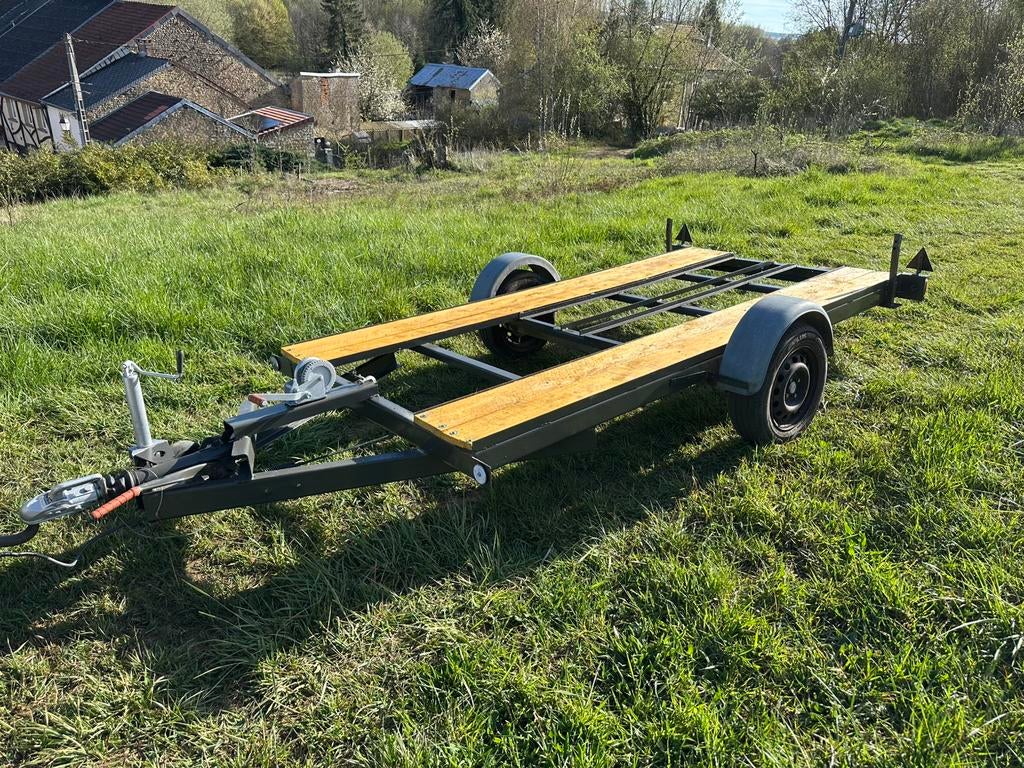 Platte aanhangwagen van 3,20 m bij 1,50 m, Ophalen, Zo goed als nieuw