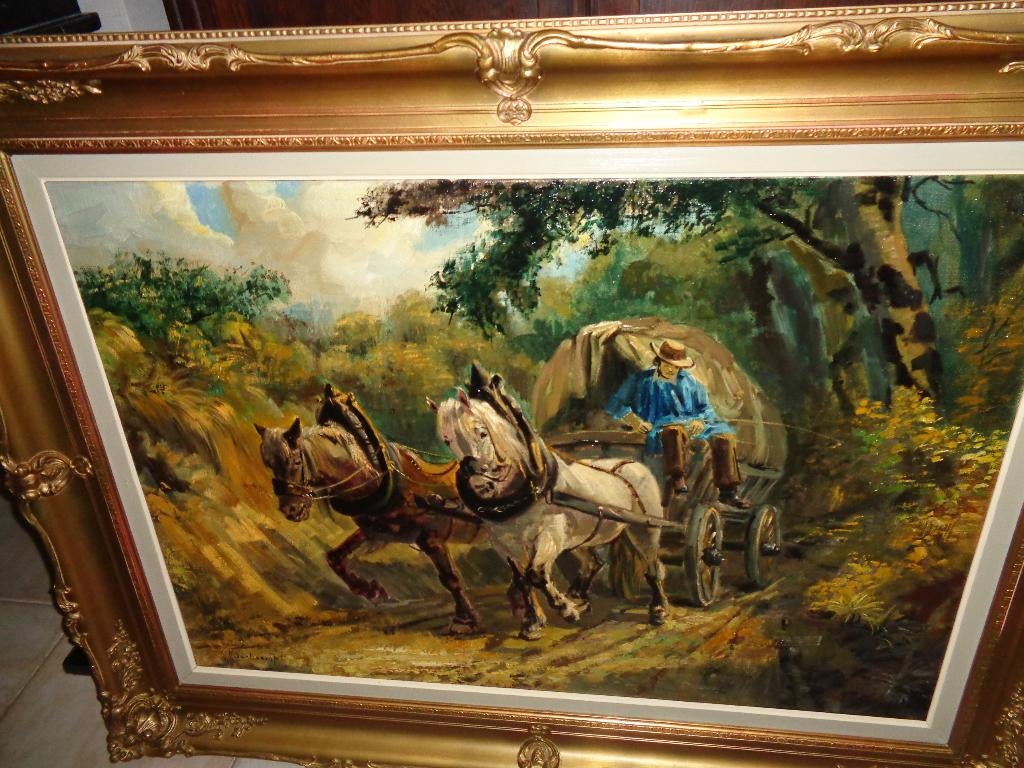 *Grote prachtige gesigneerde schilderij met zeer mooie kader, Ophalen