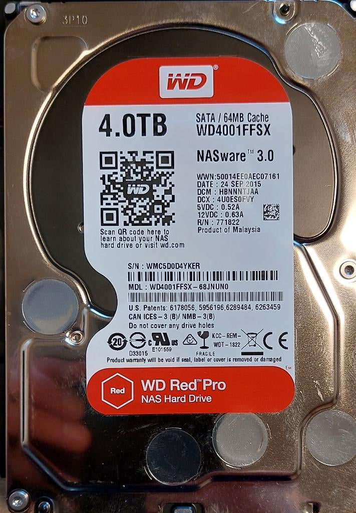 WESTERN DIGITAL - Red Pro 4 TB — WD4001FFSX — 7200 rpm — CMR, Computers en Software, Intern, Western Digital, Server, 4 Teras
