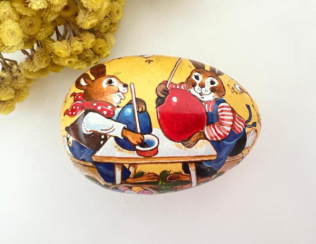 Petite boîte œuf en carton / papier mâché Lapins ballons, Gebruikt, Aucun, Aucun, Ophalen of Verzenden