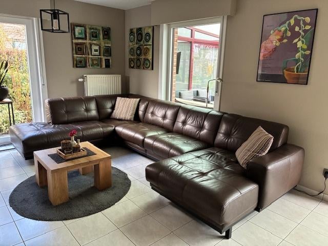 Mooie lederen salon, merk Lowi, Huis en Inrichting, Zetels | Zetels, Ophalen, Hoekbank, 300 cm of meer, Leer