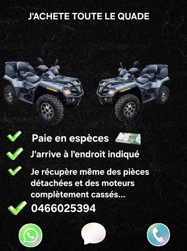 J'Achete tout le type des Quade dans tout regione belgiq