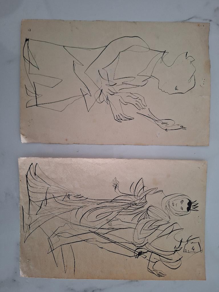 Attribué à Jean Cocteau (1889-1963) 2 dessins, Antiquités & Art, Enlèvement ou Envoi