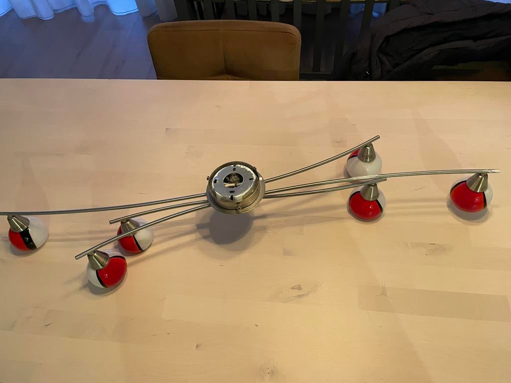 Deels glazen plafondlamp, Huis en Inrichting, Lampen | Plafondlampen, Ophalen, Gebruikt, Glas