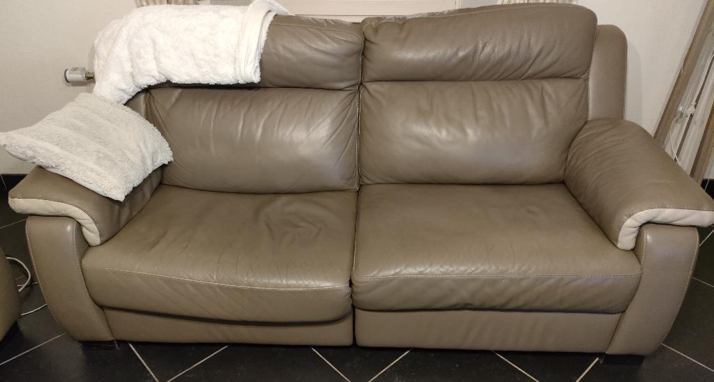 DIVAN 3 PLACES AVEC RELAX ELECTRIQUE, Maison & Meubles, Canapés | Salons, Moins de 75 cm, Enlèvement, Utilisé, Cuir