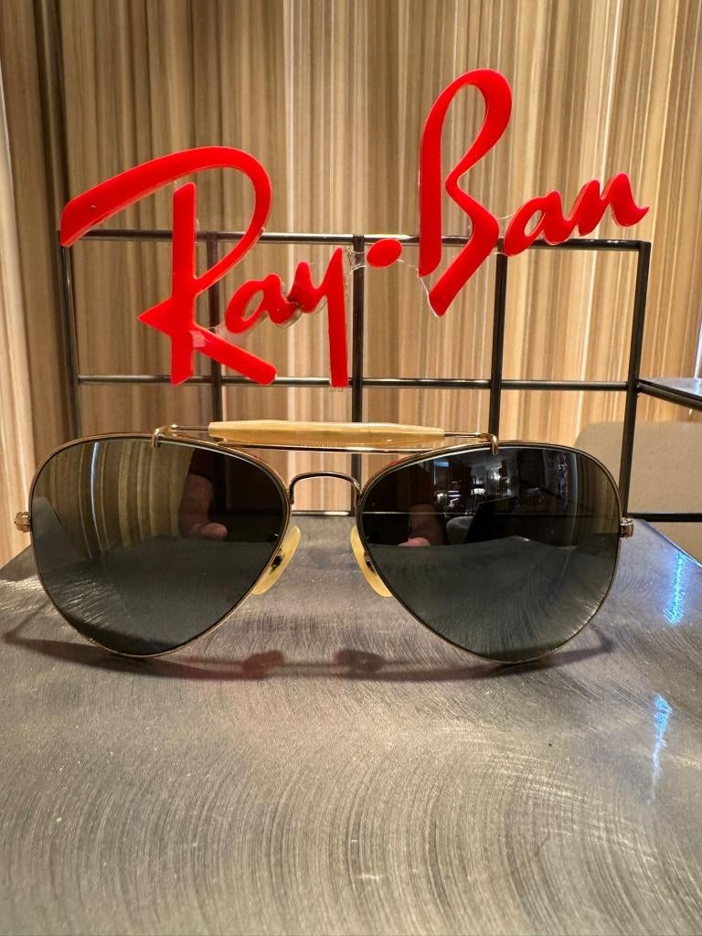 Zeldzame Vintage Ray-Ban Outdoorsman 58 Double Gradient O67, Enlèvement ou Envoi, Autres couleurs, Comme neuf, Ray-Ban
