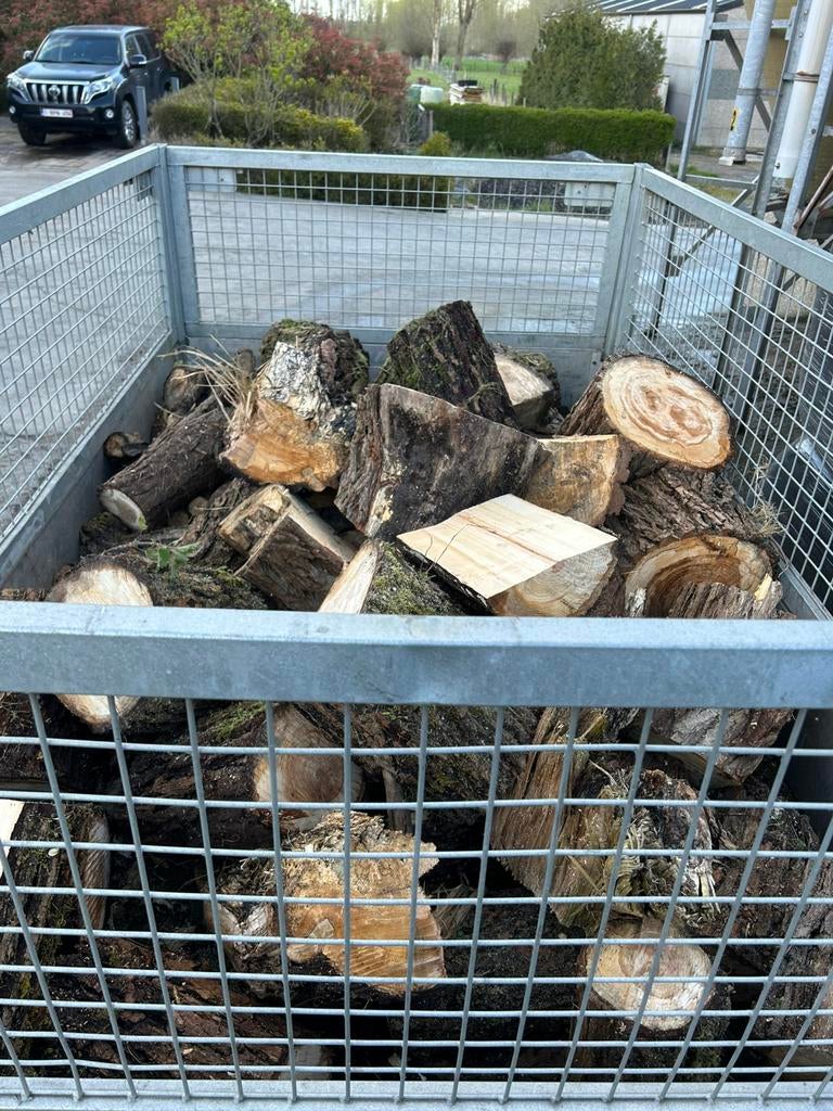 +/- 2kuub hardhout, Tuin en Terras, Brandhout, Ophalen