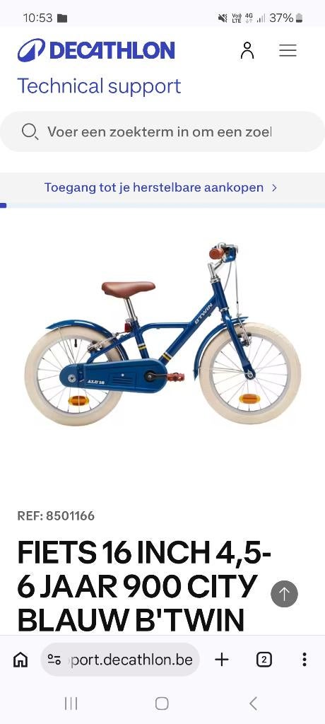 Fiets kind, Ophalen, Zo goed als nieuw, 16 tot 20 inch, B-twin