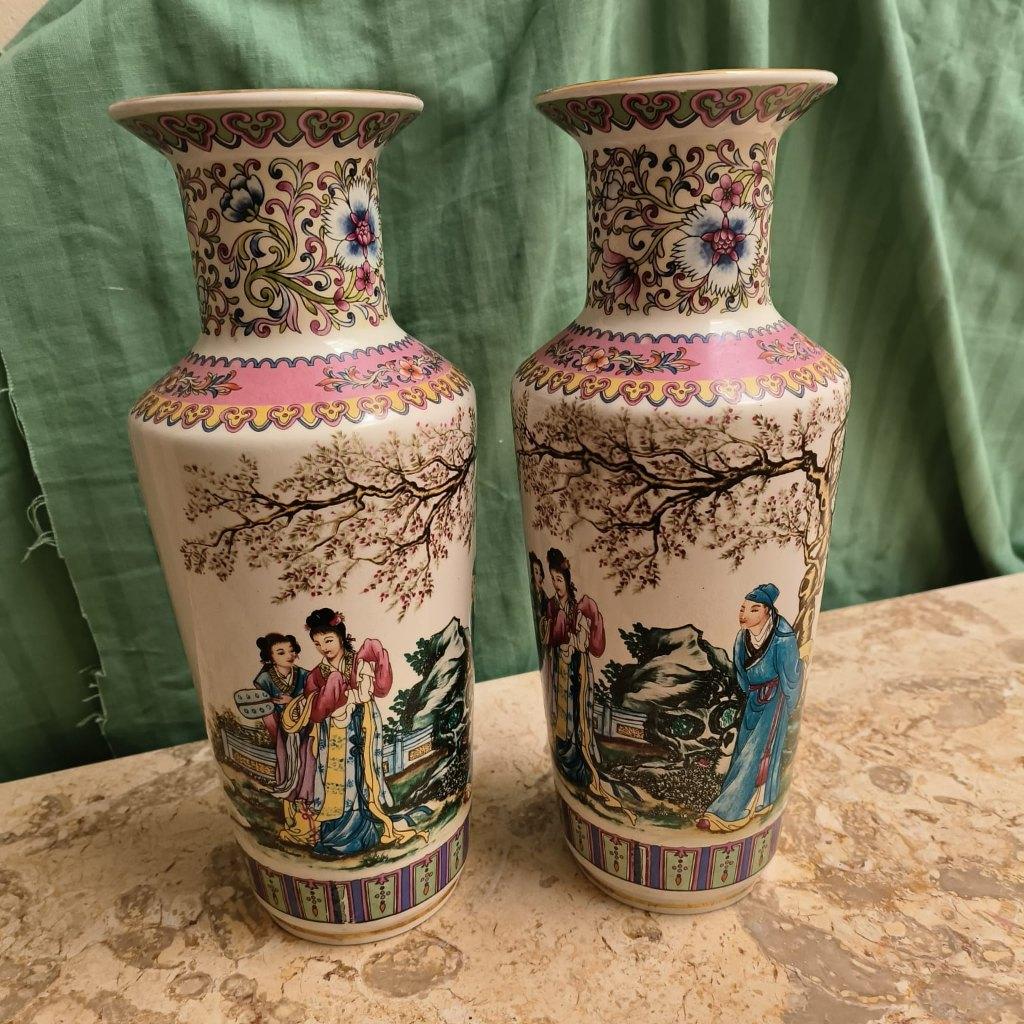 2 Kleine Chineze vaasjes (29cm hoog), Antiquités & Art, Antiquités | Vases, Enlèvement ou Envoi